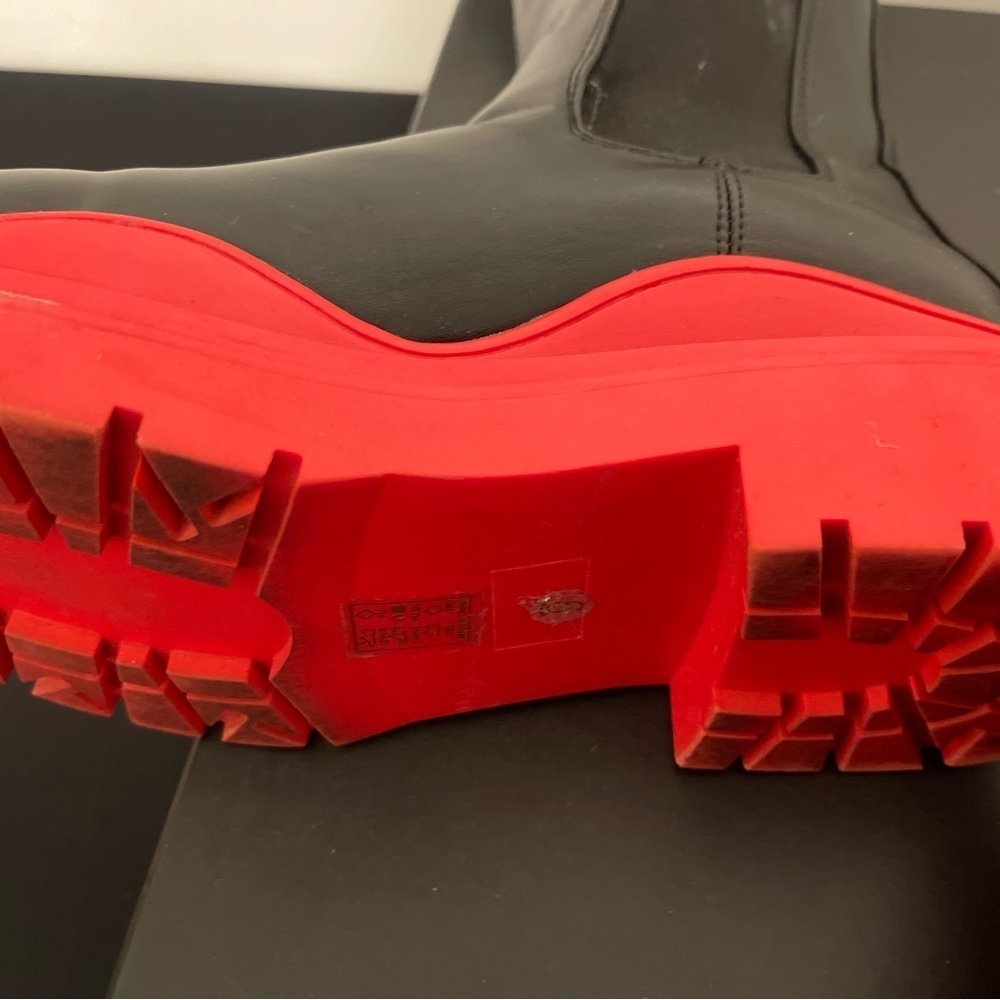 Red Black wavy boots Bottega inspired veneta winter rain snow weather emo chunky - Picture 3 of 5